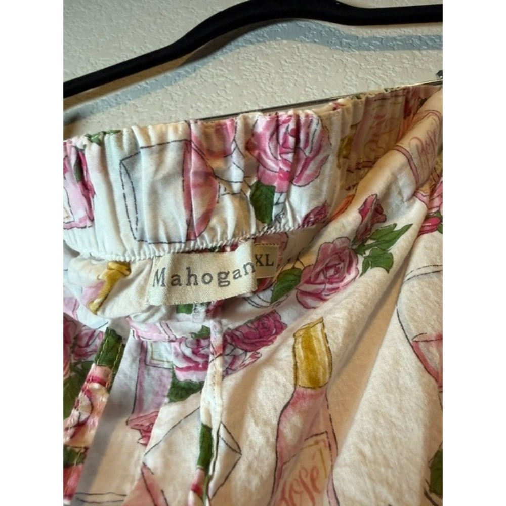 Mahogany Womens XL Pajama Set Pink Rose PJ Set Cotton Button Up Sleepwear - Picture 8 of 11